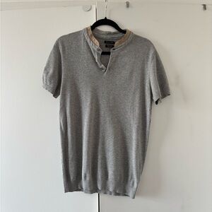 Massimo Dutti Gray Henley with Cream Accent